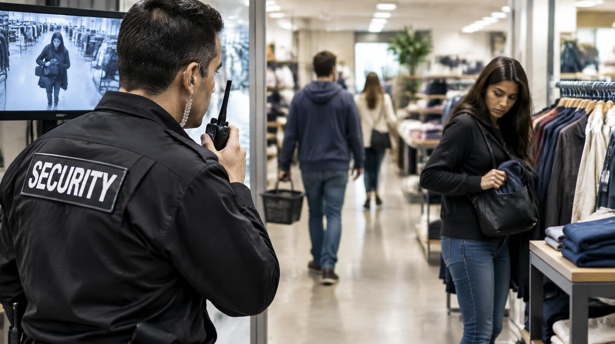 store detective monitoring shoppers