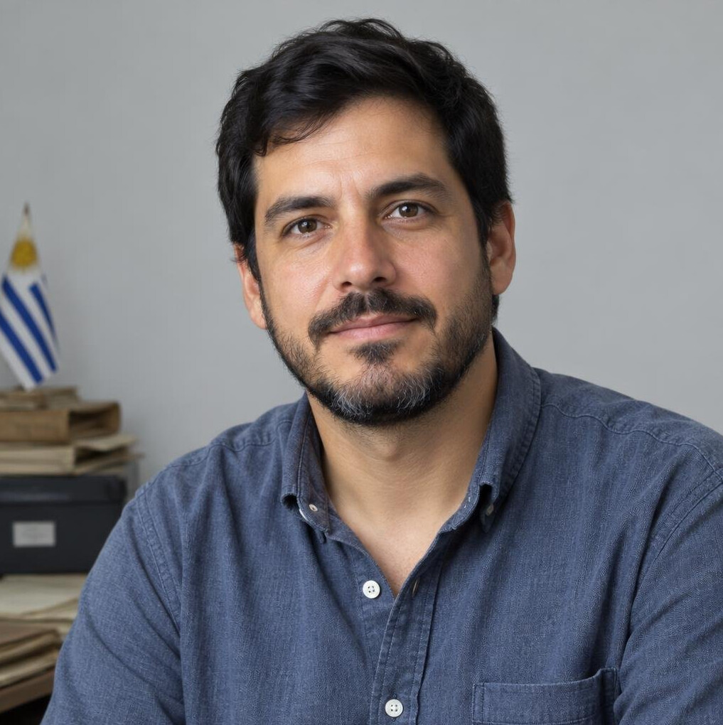 Portrait of a Latino man researcher with a beard
