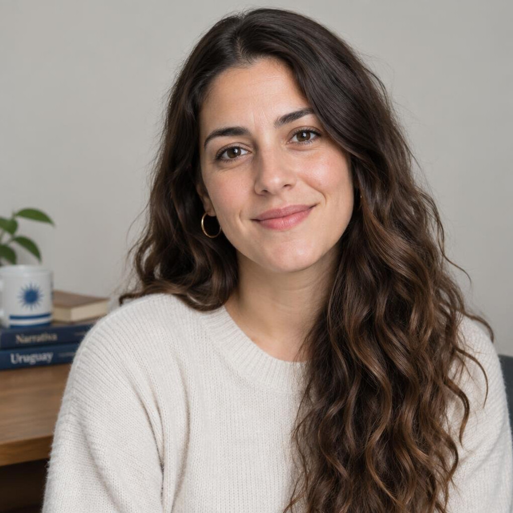 Portrait of a young Latina woman writer smiling